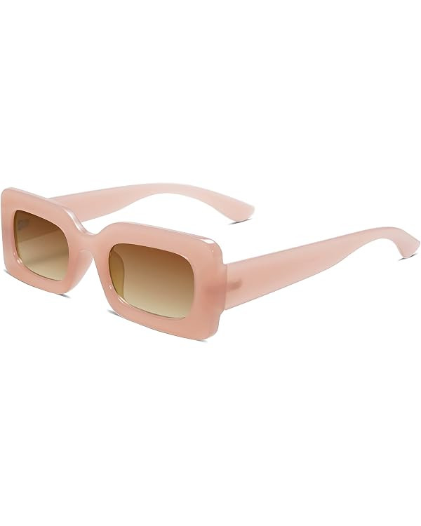 SOJOS Retro 90s Nude Rectangle Sunglasses For Women Trendy Chunky Glasses Pebble SJ2160 | Amazon (US)