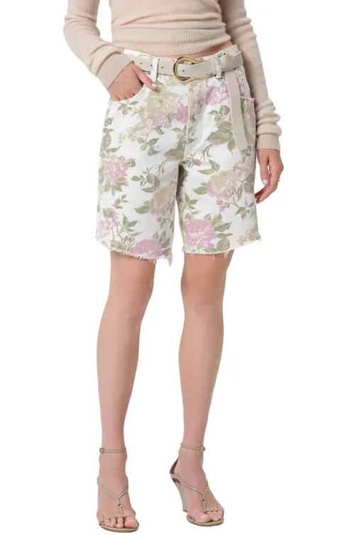 Citizens of Humanity Ayla High Waist Raw Hem Cutoff Denim Bermuda Shorts in English Rose Floral at Nordstrom, Size 28 | Nordstrom