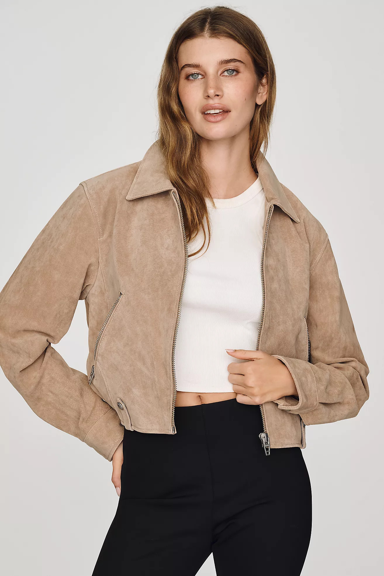 BLANKNYC Cropped Suede Moto Jacket | Anthropologie (US)