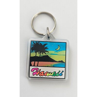 Hawaii Square Acrylic Souvenir Keychain Vintage Style Sunset Travel Collectible | eBay US