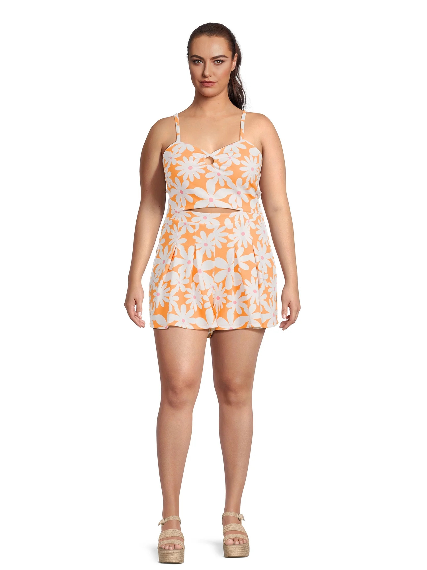 Madden NYC Juniors Plus Romper with Cut-Out - Walmart.com | Walmart (US)