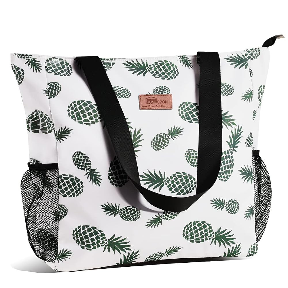 Buringer Large Waterproof Beach Bag for Women Sandproof Tote Bag with Zipper and Pockets Pool Bag... | Amazon (US)
