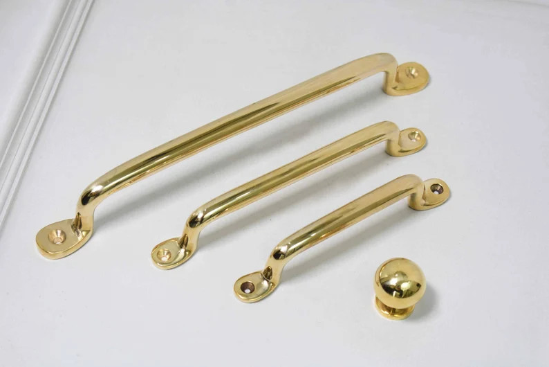 Unlacquered Brass Polished Handles and Knobs I Solid Brass | Limited Stock | Etsy (US)