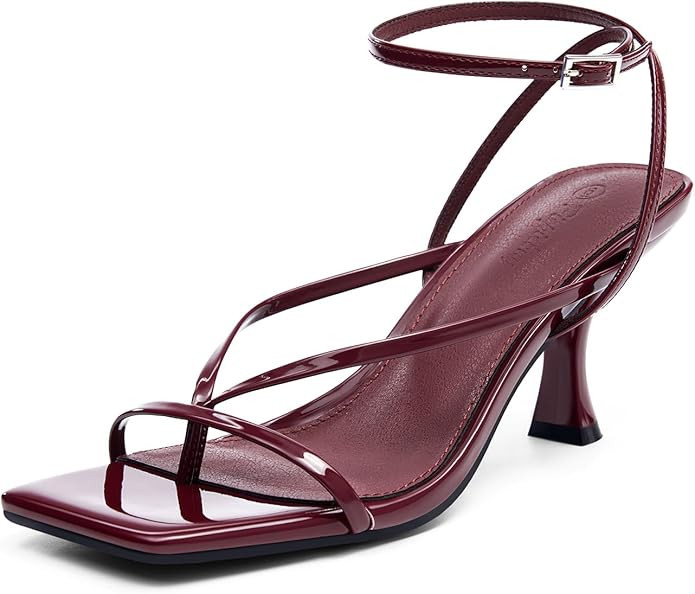 PiePieBuy Women's Lace Up Heeled Sandals Square Flip Flop High Heels Strappy Party Shoes | Amazon (US)