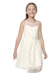 Girls Christmas Sleeveless Glitter Star Print Mesh Woven Dress | The Children's Place  - BUNNYS T... | The Children's Place