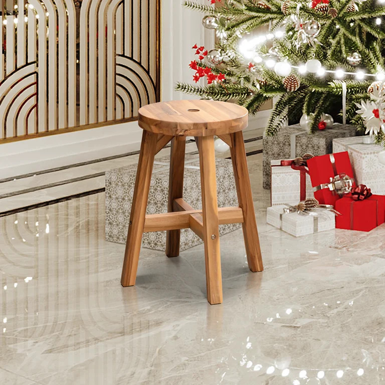 Kumji Acacia Wood Stool Round Top Chairs, Versatile Wooden Stool, Strong Legs Stool, Classic Room... | Walmart (US)