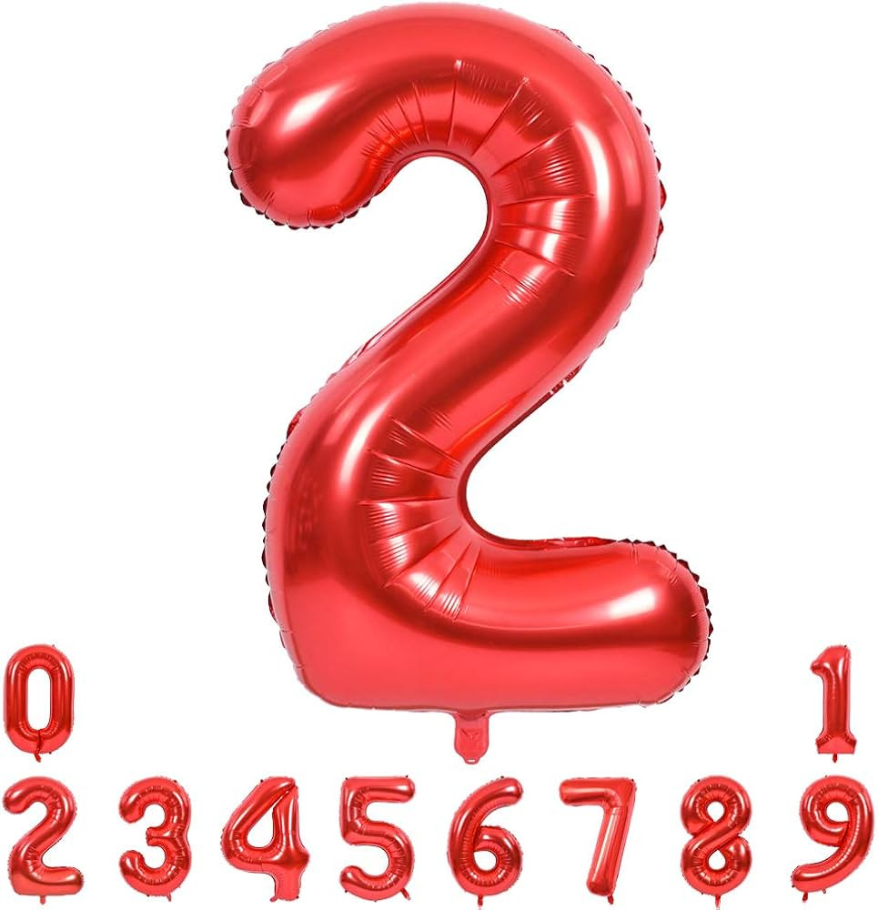 TONIFUL 40 Inch Red Large Numbers Balloons 0-9, Number 2 Digital 2 Helium Balloons, Foil Mylar Bi... | Amazon (US)