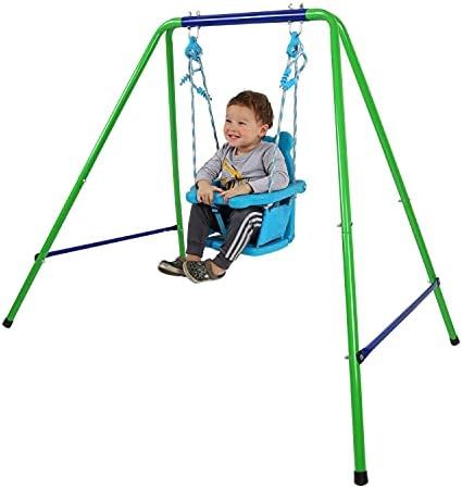 FUNJUMP Toddler Swing Playset, Indoor/Outdoor Folding Metal Swing Set with Safety Belt for Baby C... | Amazon (US)