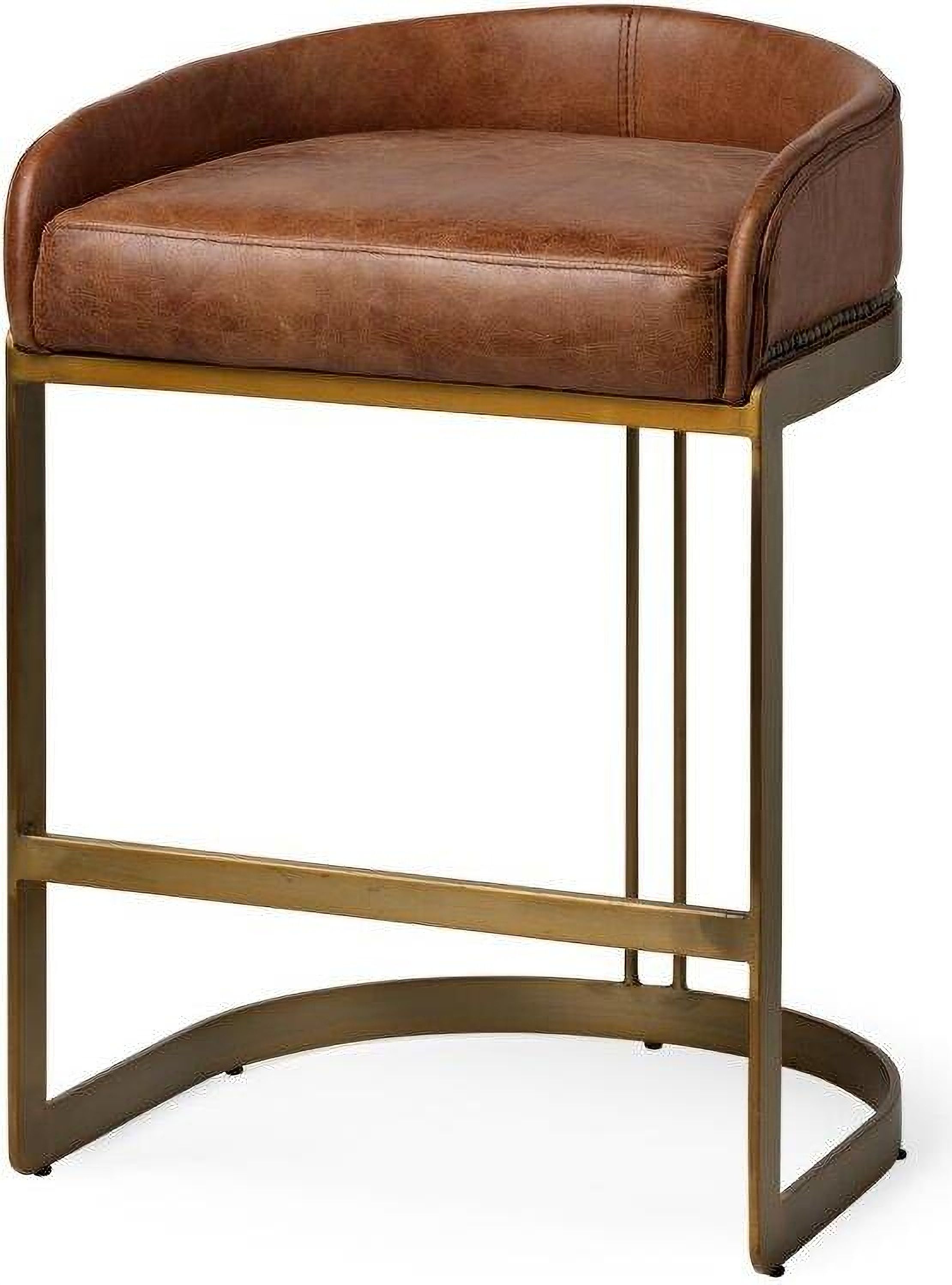 Hollyfield Total Height Brown Leather Seat Gold Metal Base Stool | 1StopBedrooms | 1stopbedrooms