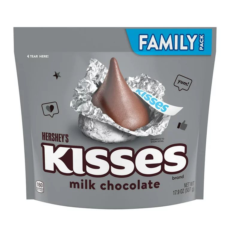 HERSHEY'S, KISSES Milk Chocolate Candy, Christmas, 17.9 oz, Family Pack | Walmart (US)