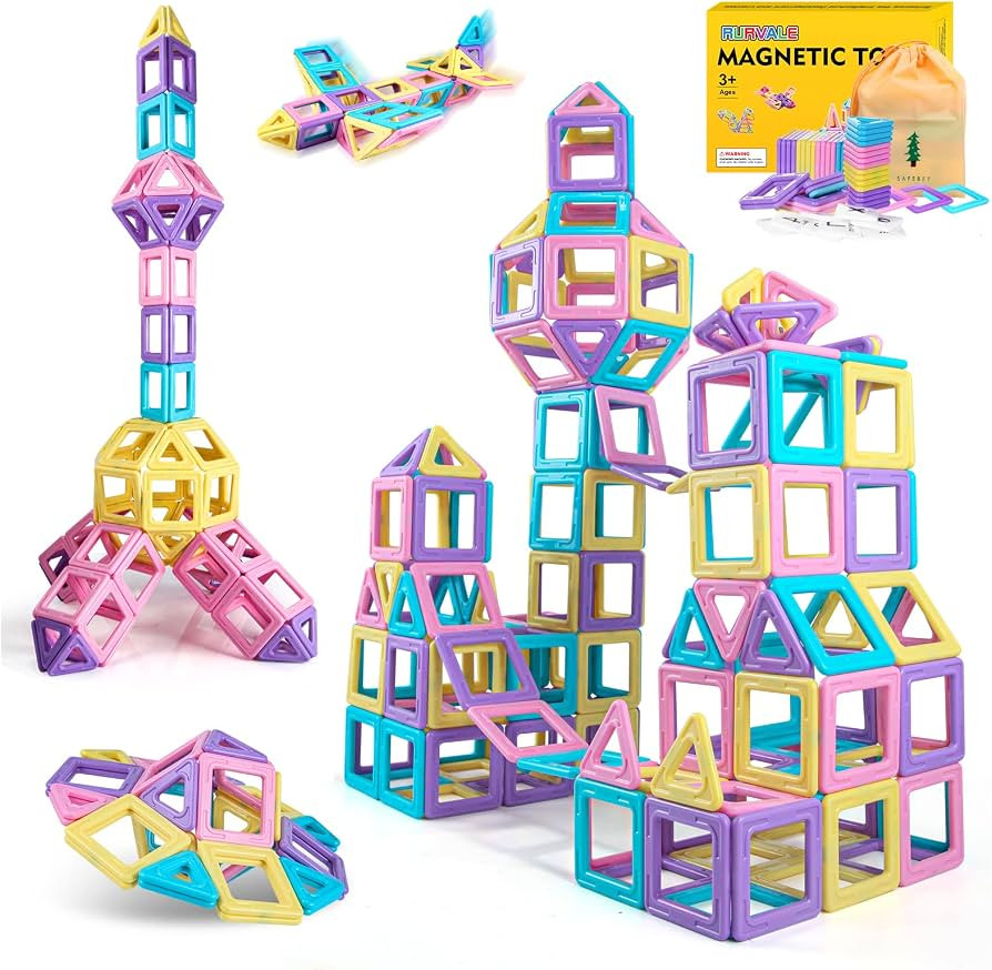 Magnetic Blocks Basic Set (28 pieces+number kits), STEM Toys for 3 4 5 6 7 Year Old Girls Boys, M... | Amazon (US)