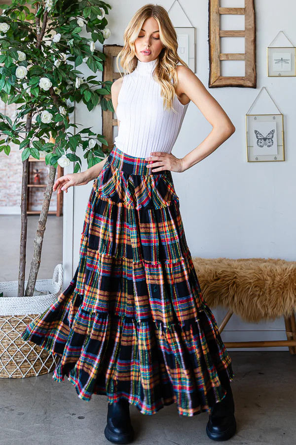 Plaid and Chic Skirt- BLACK | Statement Boutique