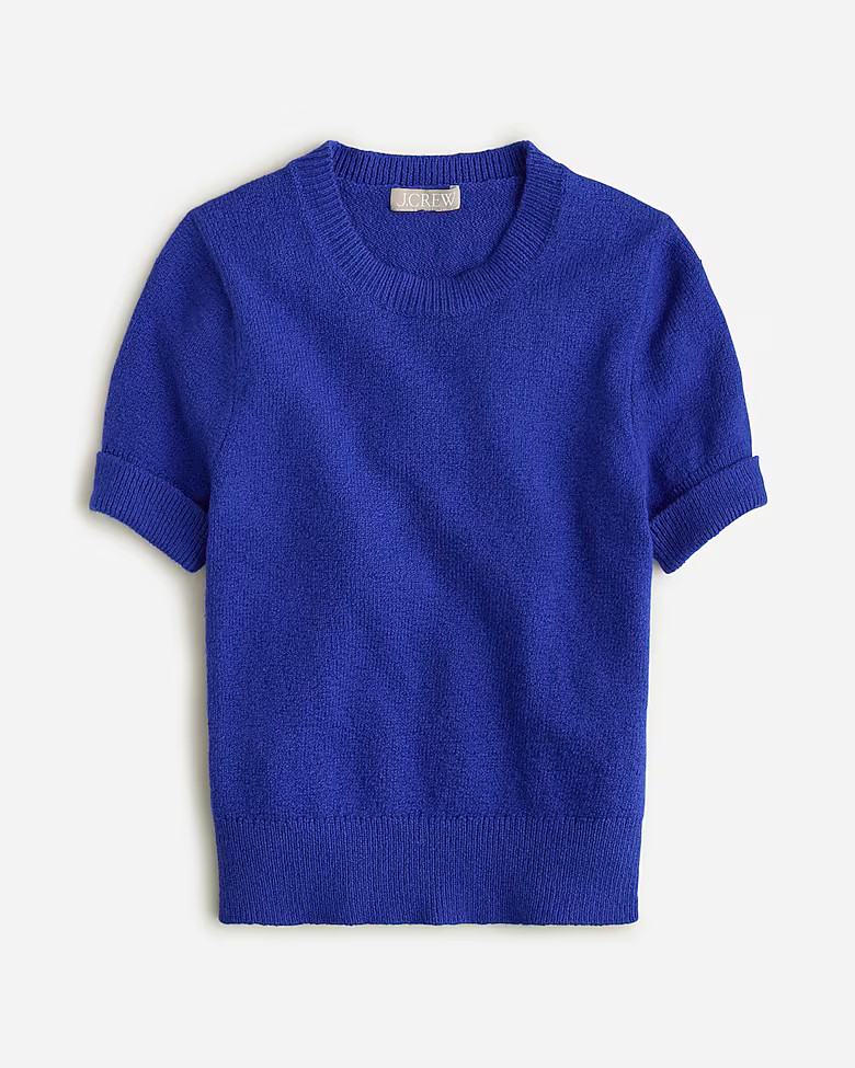 Cuff-sleeve cropped crewneck sweater in textured bouclé | J. Crew US