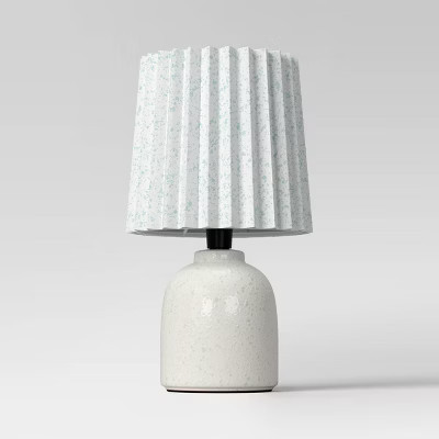 Mini Printed Ceramic Base Table Lamp with Printed Pleated Shade Light Green - Room Essentials™ | Target