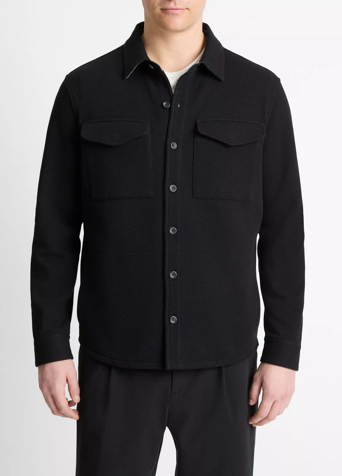 Double-Knit Cotton-Blend Piqué Shirt Jacket | Vince LLC