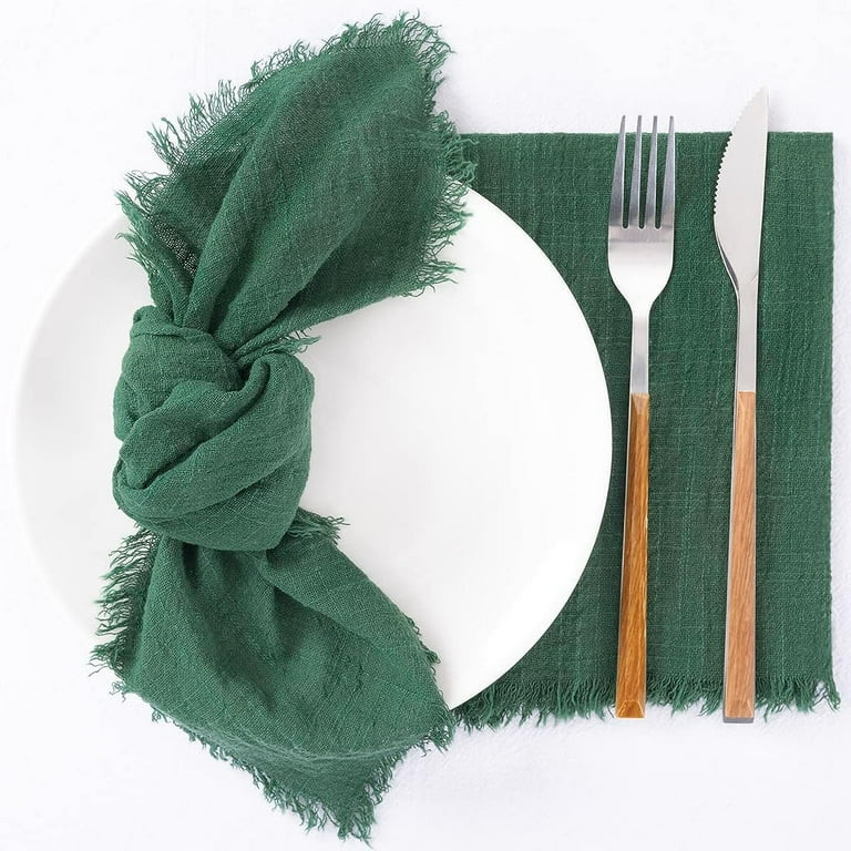 Holzlrgus Handmade Cloth Napkins with Fringe Set of 8 Emerald Green Cotton Linen Napkins 18"x18" ... | Walmart (US)