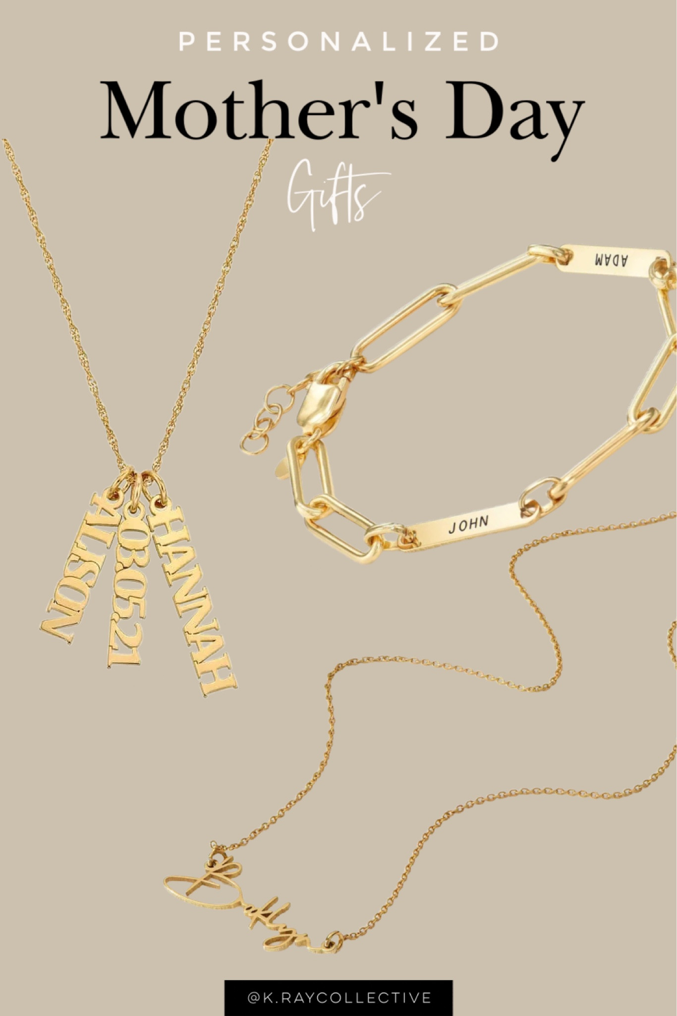 Do you want to get mom something personalized? These grade styles all under $150 are things mom would love. You can get her a custom necklace with her kids names for this paperclip bracelet can also be monogramed. Or a simple necklace with her name.

personalized jewelry | Mother’s Day | gifts for mom | gifts for her | name necklace | paperclip bracelet | gold jewelry | personalized jewelry | monogram jewelry | name jewelry 

#LTKFind #LTKGiftGuide #LTKstyletip
