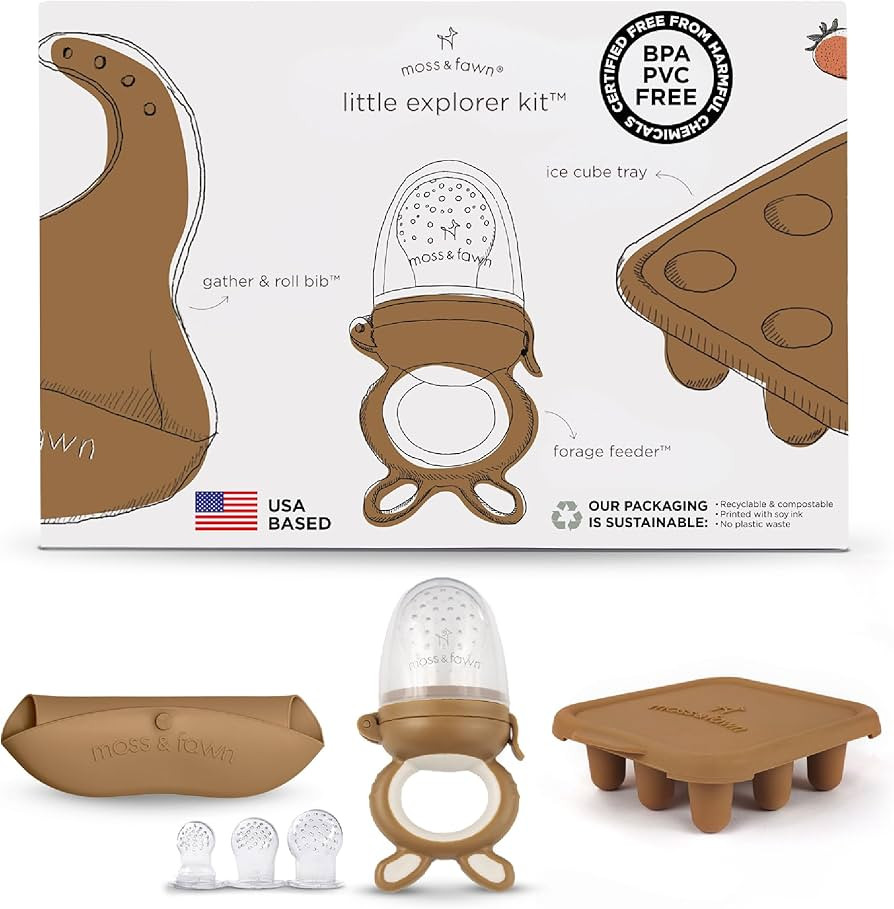 Moss and Fawn Little Explorer Kit - Silicone Frozen Breast Milk Popsicle Kit with Forage Feeder, ... | Amazon (US)