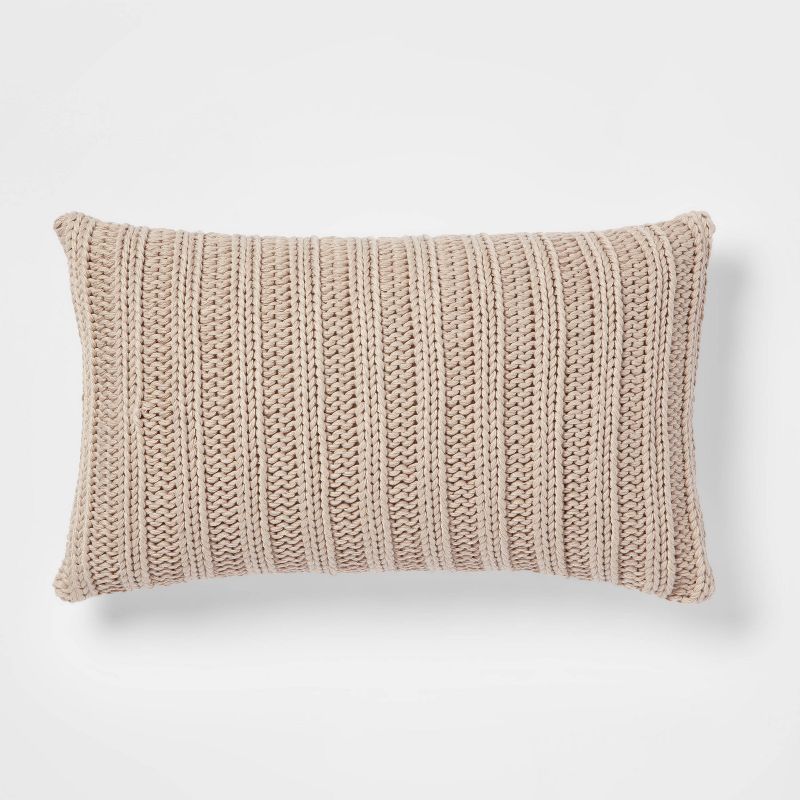 Oversized Chunky Rib Knit with Linen Reverse Throw Pillow - Threshold™ | Target