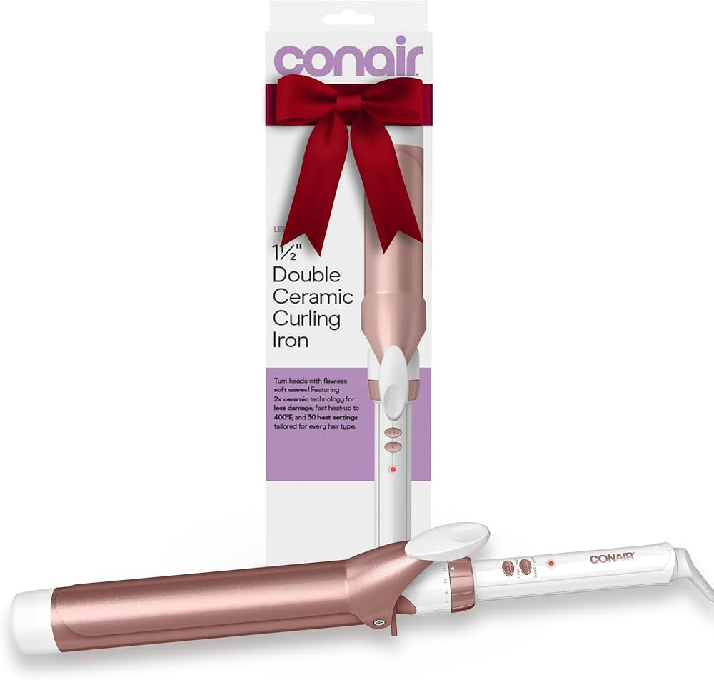 Conair Double Ceramic Curling Iron, 1 1/2" Extra-Long Barrel Hair Curling Iron, 30 Heat Settings,... | Amazon (US)