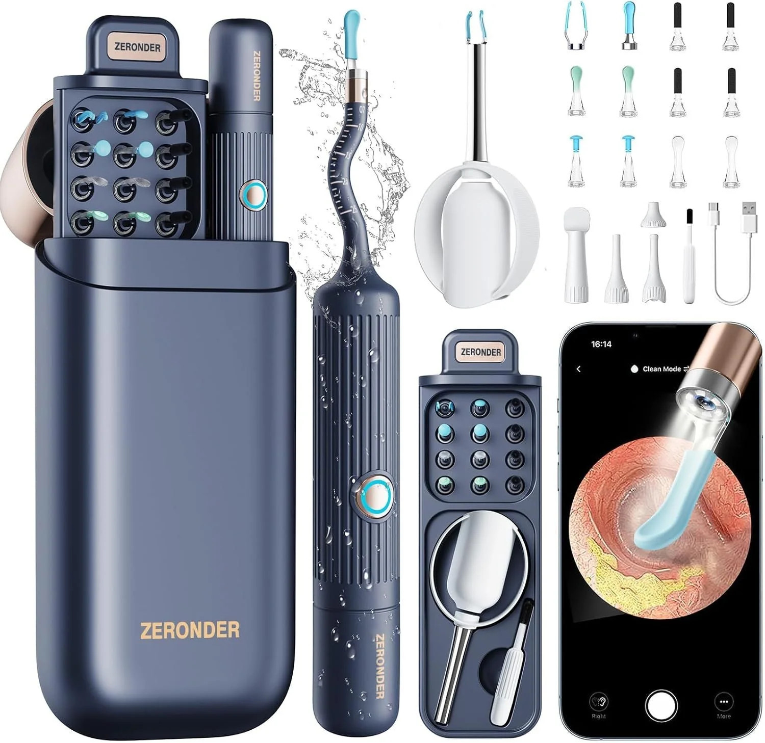 I35R Ear Cleaner with Flexible Ear Camera Otoscope - Visual Ear Pick Tweezers Wax Remover - Ear Cleaning Kit for Family | Shop Simon