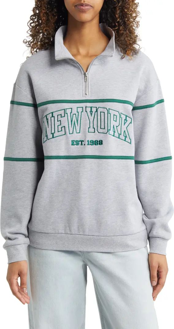 Vinyl Icons Embroidered NY Quarter Zip Pullover | Nordstrom | Nordstrom