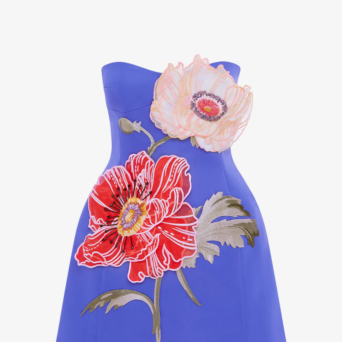 Rosario Appliqué Floral Bustier Mini Dress - Lapis | LEO LIN US