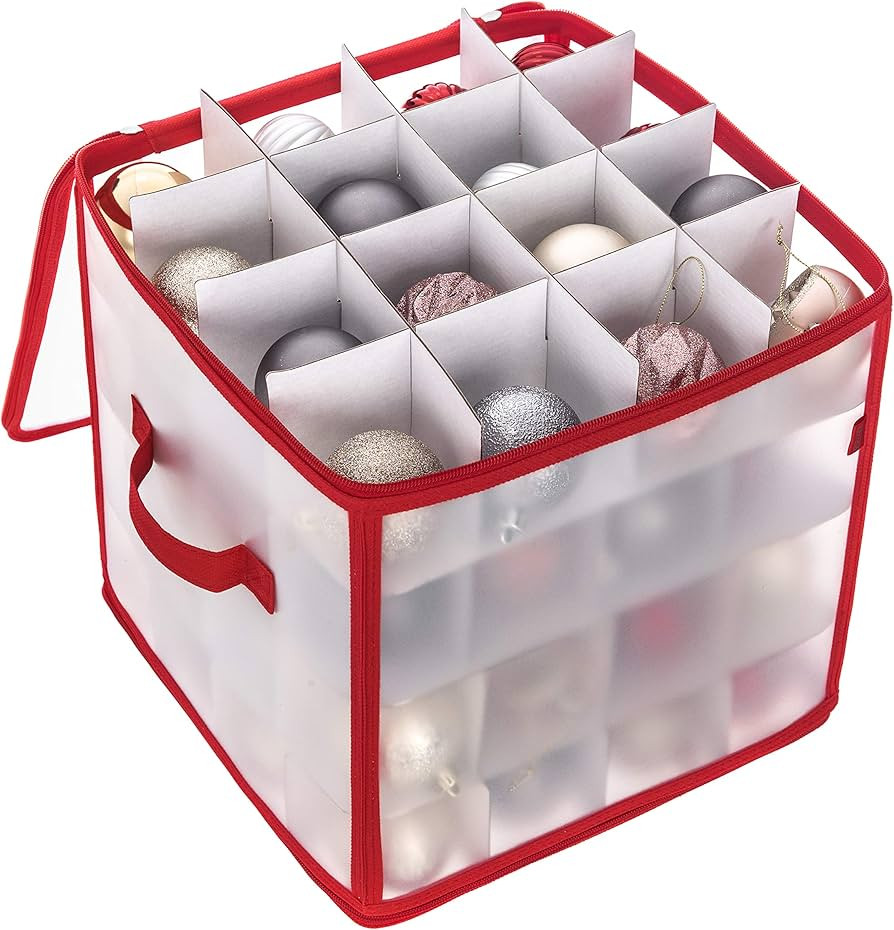 FiNeWaY CHRISTMAS TREE 64 BAUBLE DECORATIONS HOLDER LARGE PLASTIC STORAGE BAG BOX XMAS (Red) | Amazon (UK)
