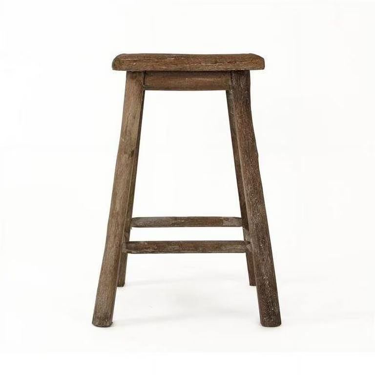 Zentique PC098 13 x 19 x 13 in. Weathered Natural Wood & Iron Rattan Stool | Walmart (US)