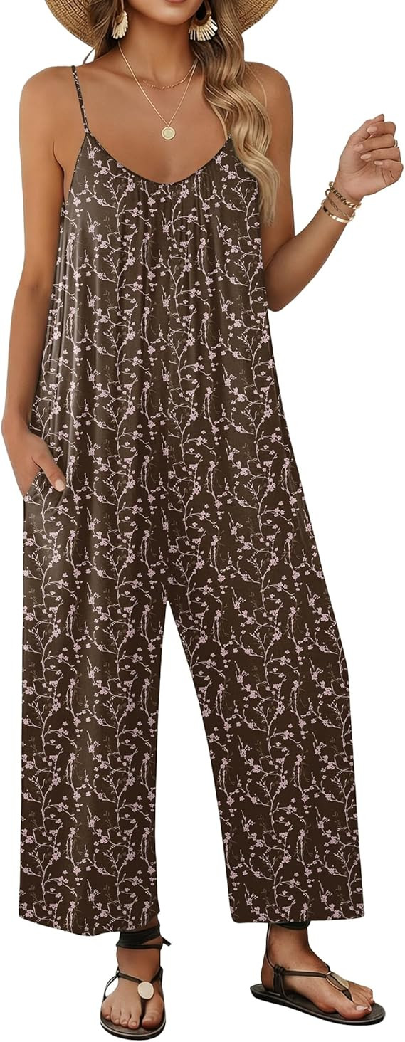Ekouaer Wide Leg Jumpsuits for Women Casual Overalls Sleeveless Vacation Outfits One Piece Boho P... | Amazon (US)