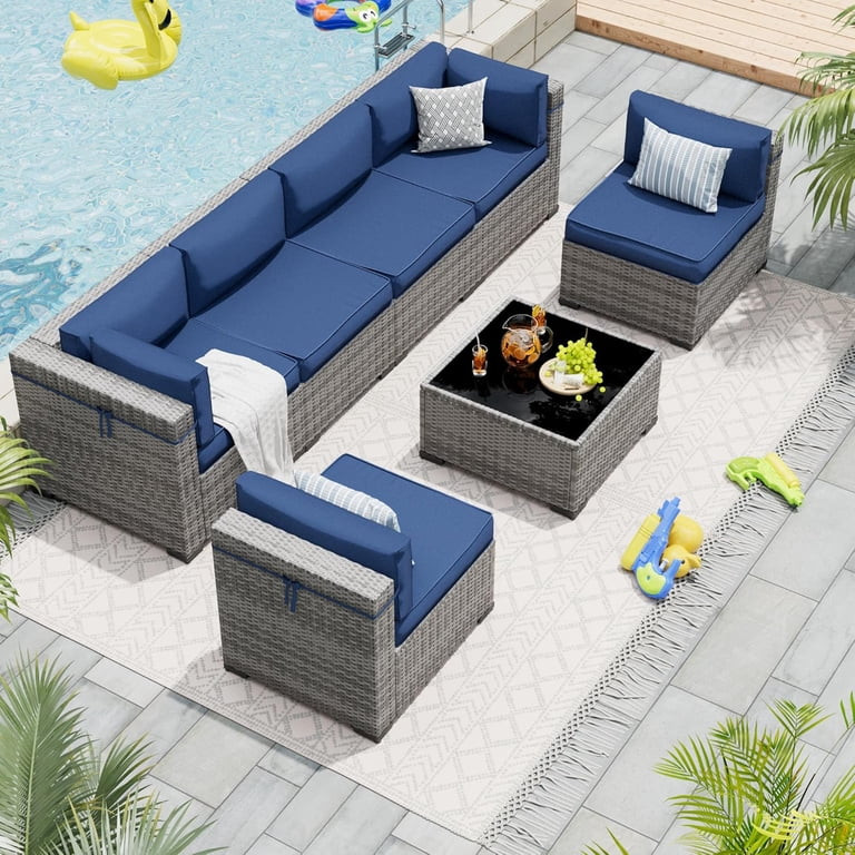 ELPOSUN Patio Furniture Set, 7-Piece Patio Furniture Set with Coffee Table & Waterproof Covers, A... | Walmart (US)