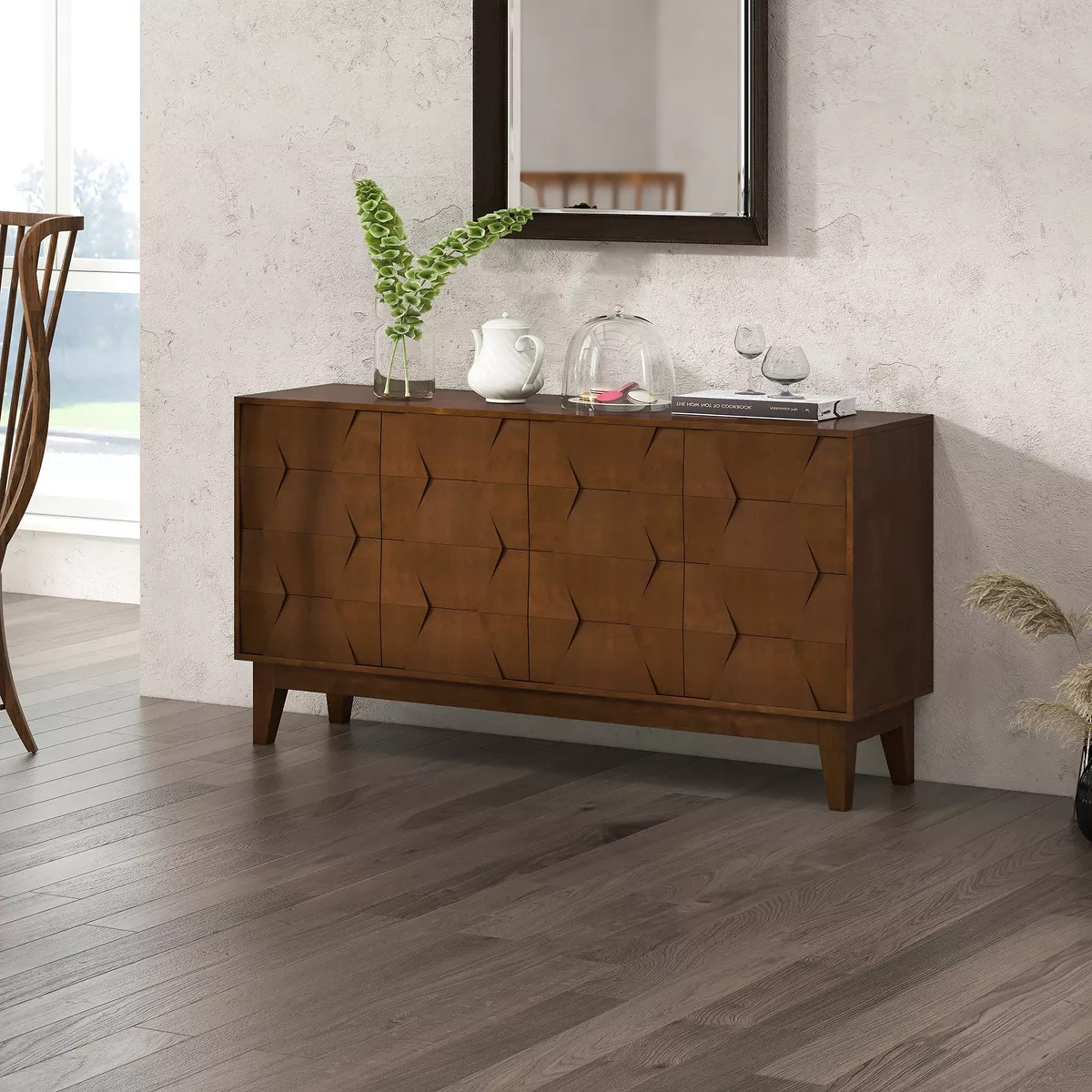 Kamis 60' Morden Storage Sideboard with Solid Wood Legs| KARAT HOME-Walnut | Target