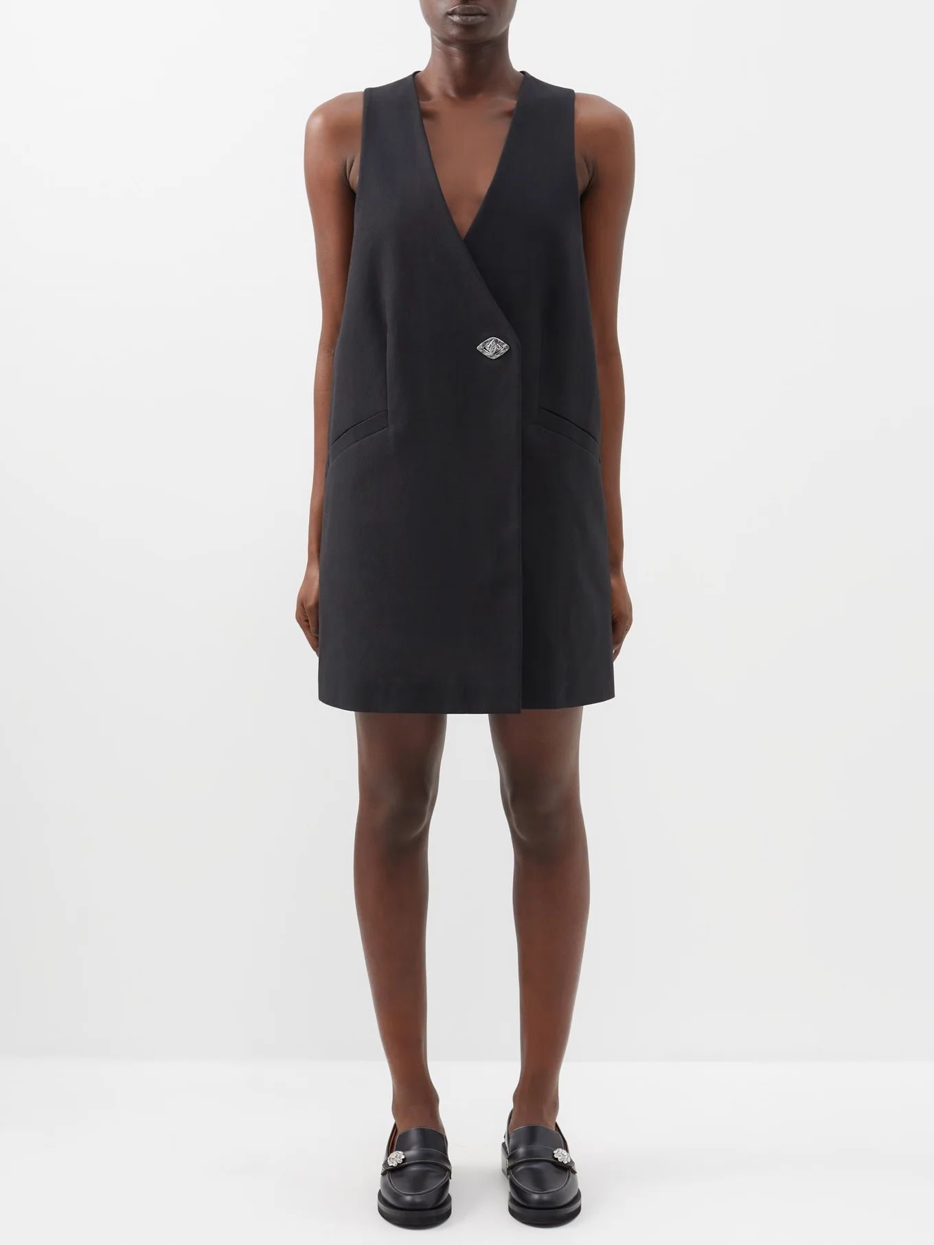 Wrap-front V-neck wool mini dress | Matches (US)