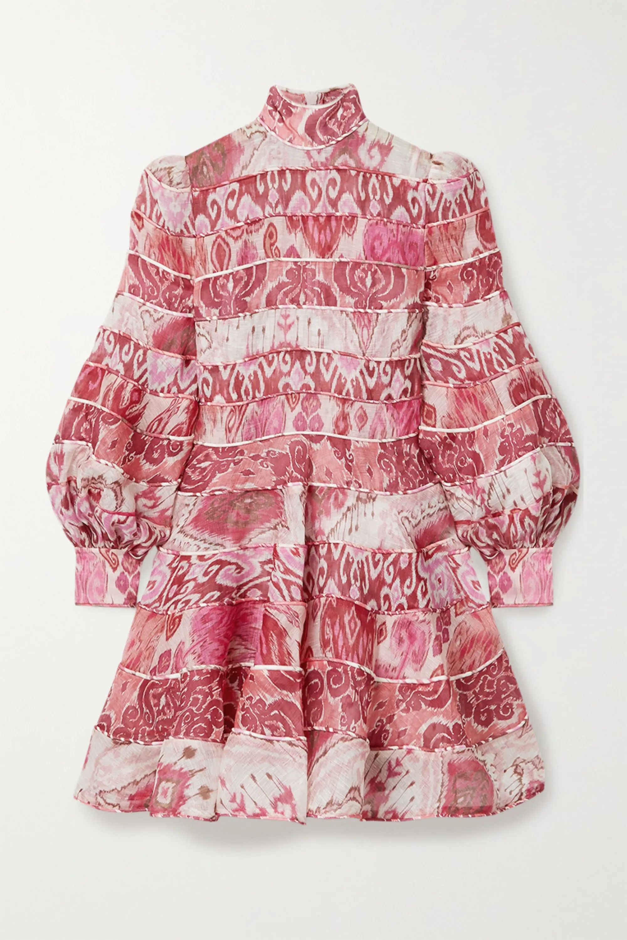 Wavelength paneled printed linen and silk-blend mini dress | NET-A-PORTER (UK & EU)