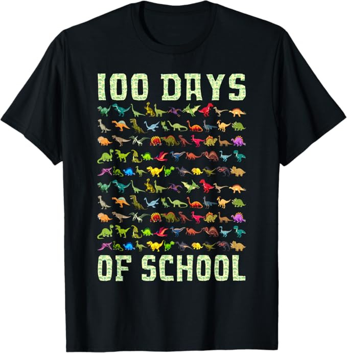 100 Days of School Dinosaur 100 Days Smarter 100th Day Kids T-Shirt | Amazon (US)