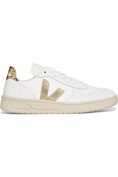 Veja - Net Sustain V-10 Metallic-trimmed Leather And Mesh Sneakers - White | NET-A-PORTER (US)