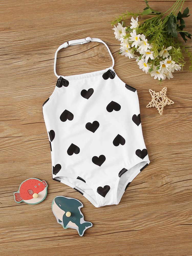 Baby Girl Heart Random Print One Piece Swimwear | SHEIN