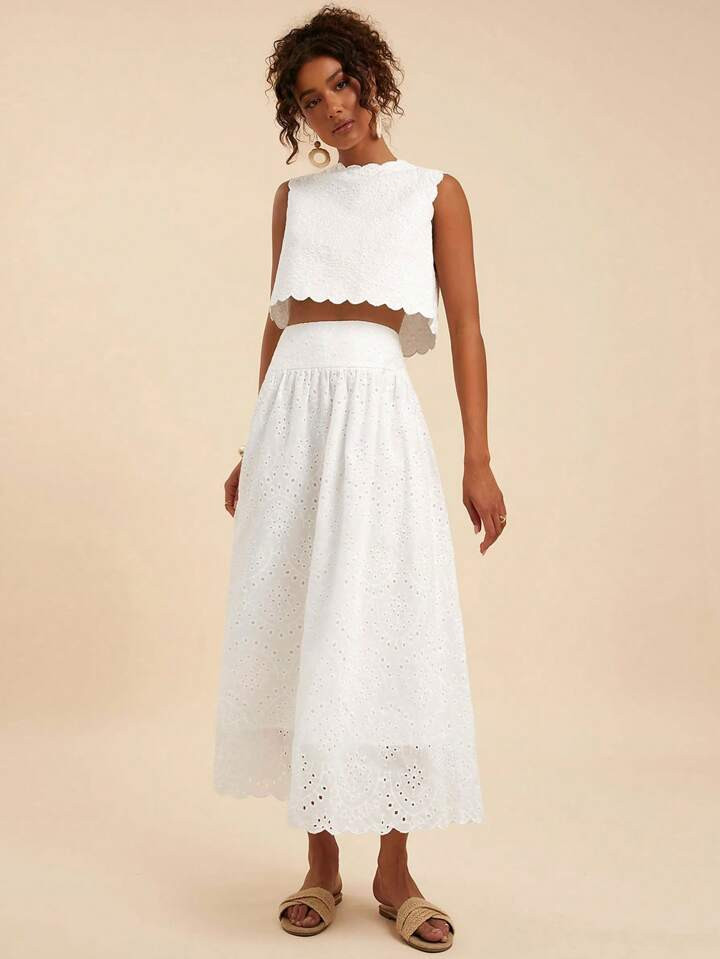 Travachic Women Two Pieces Outfits For Daily Wear,Summer Outfits For Women,Beachwear,Easter,Beach Outfits For Woman,Spring Break,Vacation Outfits Women,Concert Outfit Women,BOHO,Bohemia,Music Festival,Tropical Vacation Woman Clothes,Wedding Guest Dress Women,Coachella,Adjustable Elastic Band To Suit Different Body Shapes,White Embroidery Texture | SHEIN