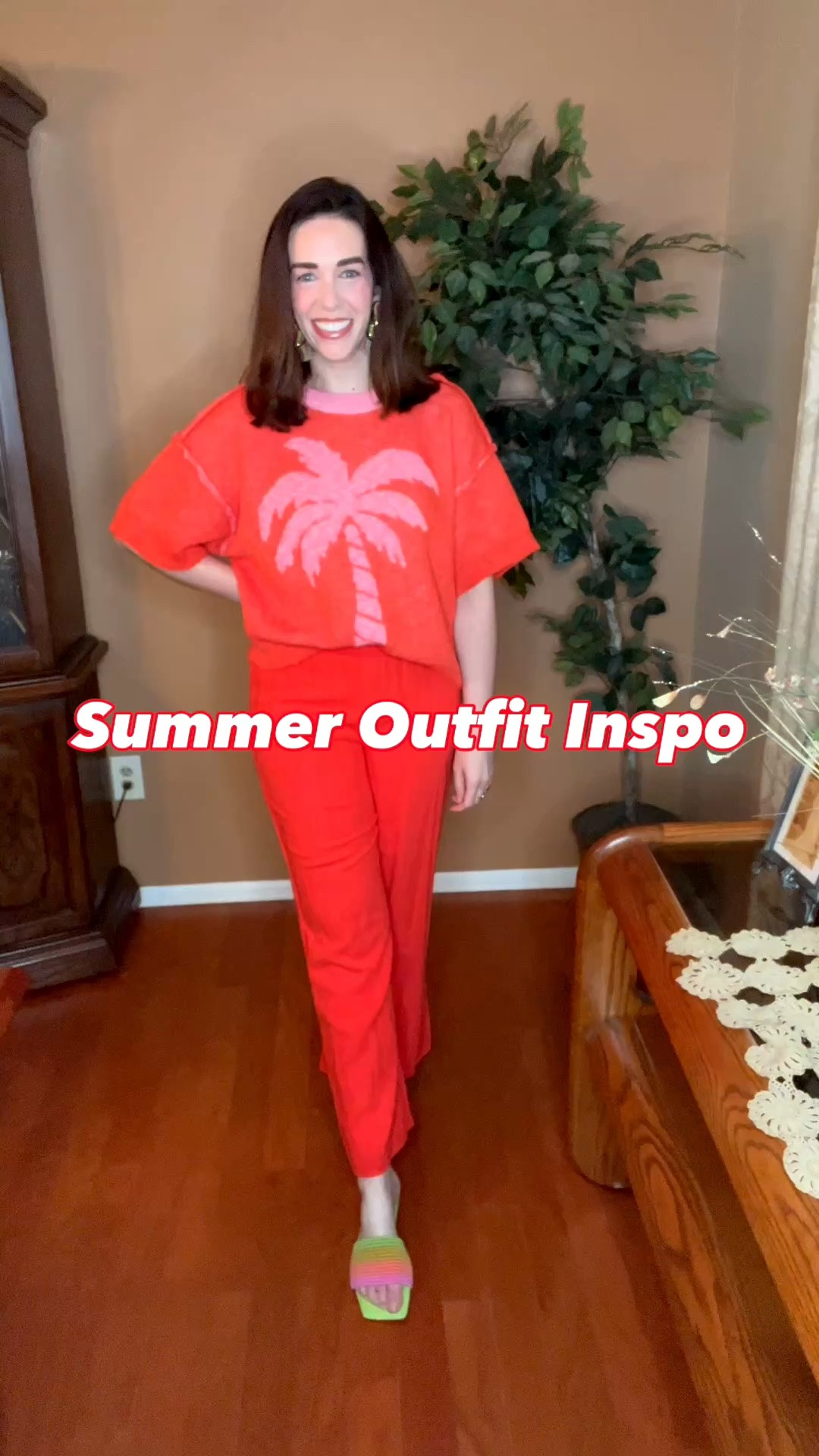 Red palm tree sweater (xs). Red linen pants (s). Green multicolor sandals (8.5). #sweater #palmtreesweater #redsweater #pants #linenpants #redlinenpants #sandals #greensandals #multicolorsandals #summeroutfits
summer outfits 
date night outfits

#LTKSeasonal #LTKootd
