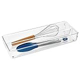 iDesign Linus Twin Kitchen Drawer Organizer for Silverware, Spatulas, Gadgets - 6" x 15" x 2", Clear | Amazon (US)