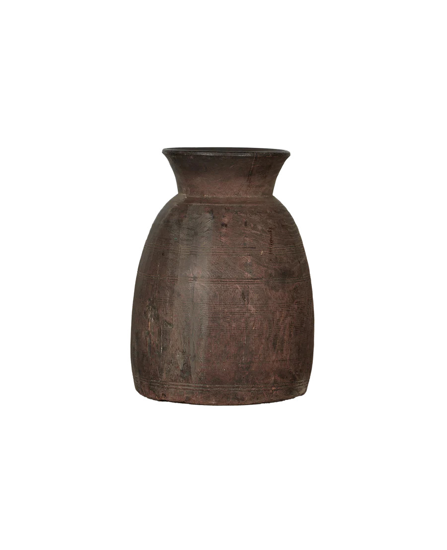 Olive Ateliers Vintage Teak Vase - Natural from India | Olive Ateliers