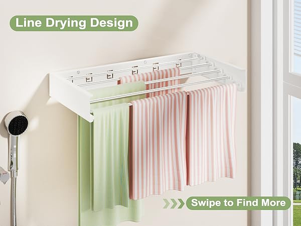 Vikaqi Wall Mounted Clothes Drying Rack 32", Foldable Wall Mount Laundry Rack Folding Indoor, Dry... | Amazon (US)