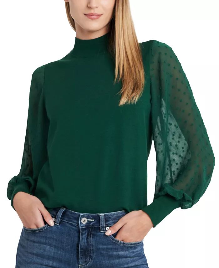 Mockneck Contrast Sleeve Sweater | Macys (US)