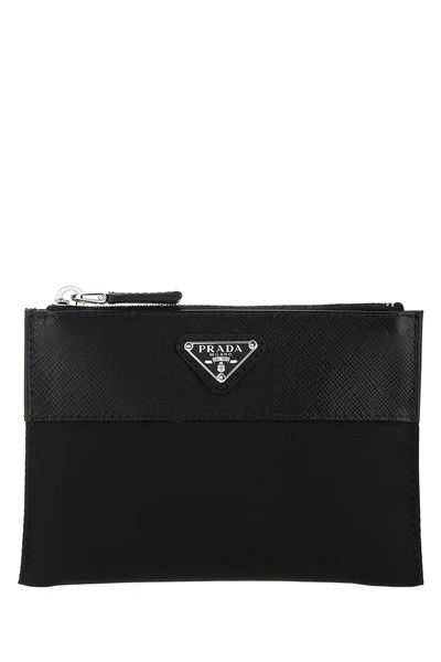 Prada Logo Plaque Zipped Pouch | Cettire Global