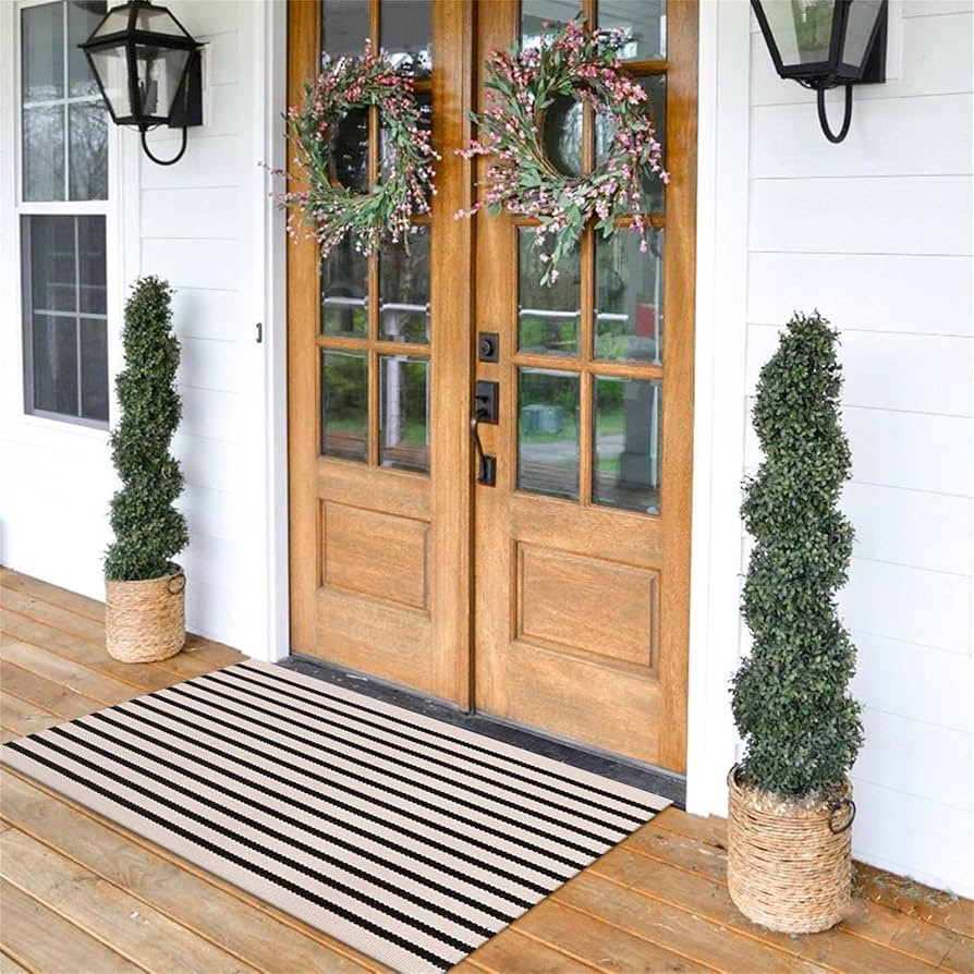 LEEVAN Washable Proch Rug Soft Entryway Rug 2.3'X3.6', Cotton Woven Bathroom Rugs Front Porch Dec... | Amazon (US)