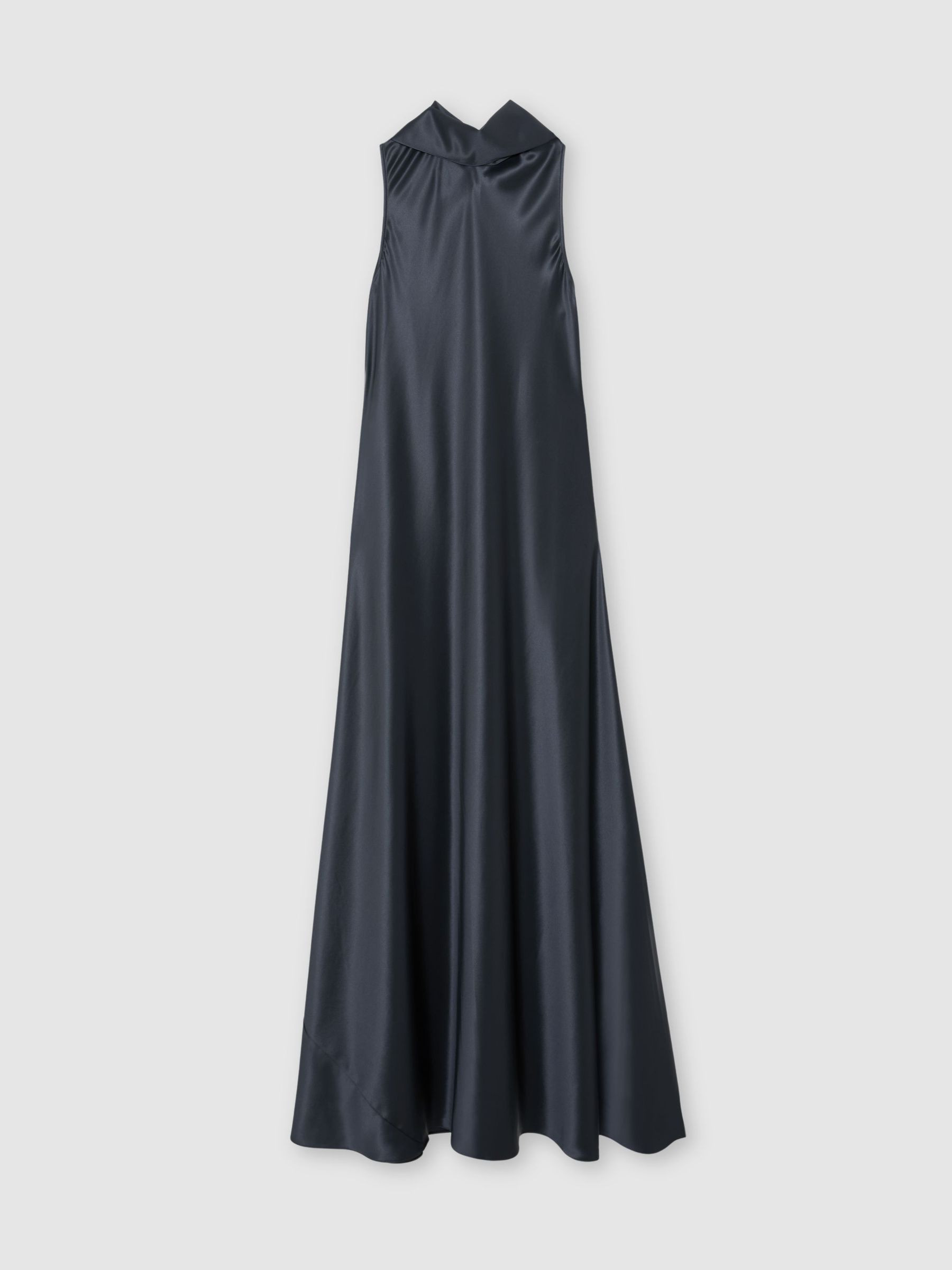 Reiss Petite Satin Cape Maxi Dress in Grey | REISS | Reiss US