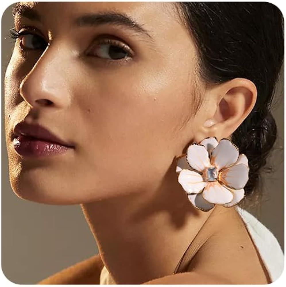 AllenCOCO Large Flower Earrings for Women, 14K Gold Plated S925 Sterling Silver Post Hypoallergen... | Amazon (US)