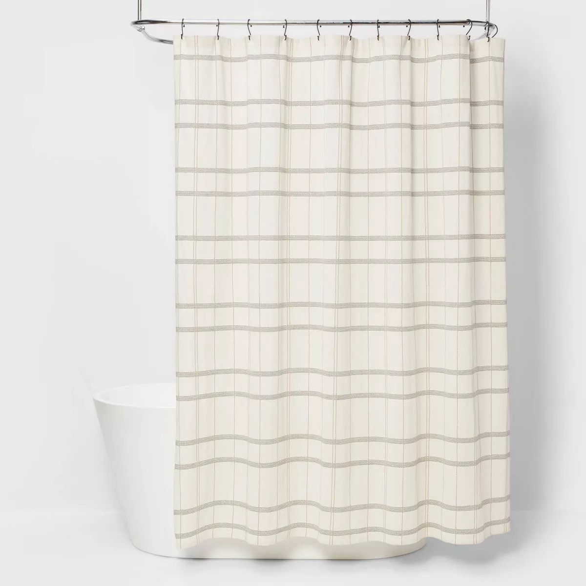 Woven Modern Plaid Shower Curtain Ivory - Threshold™: Cotton Fabric, Dobby Weave, Machine Washa... | Target