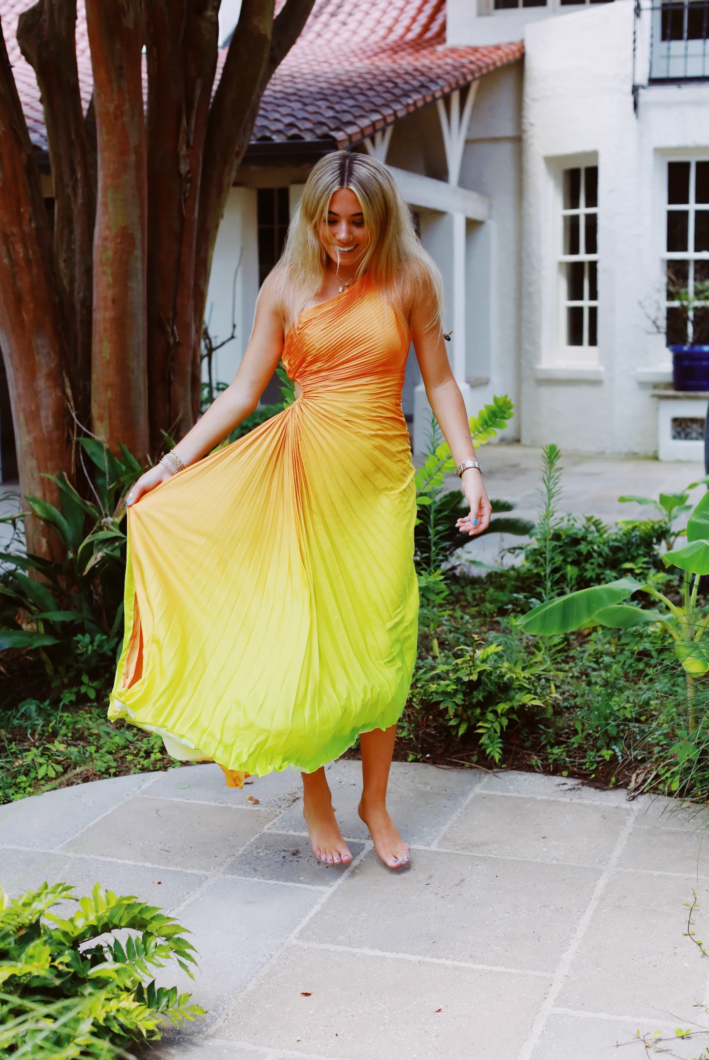 See the Sunset Dress - Orange Multi Large | Triple Threads