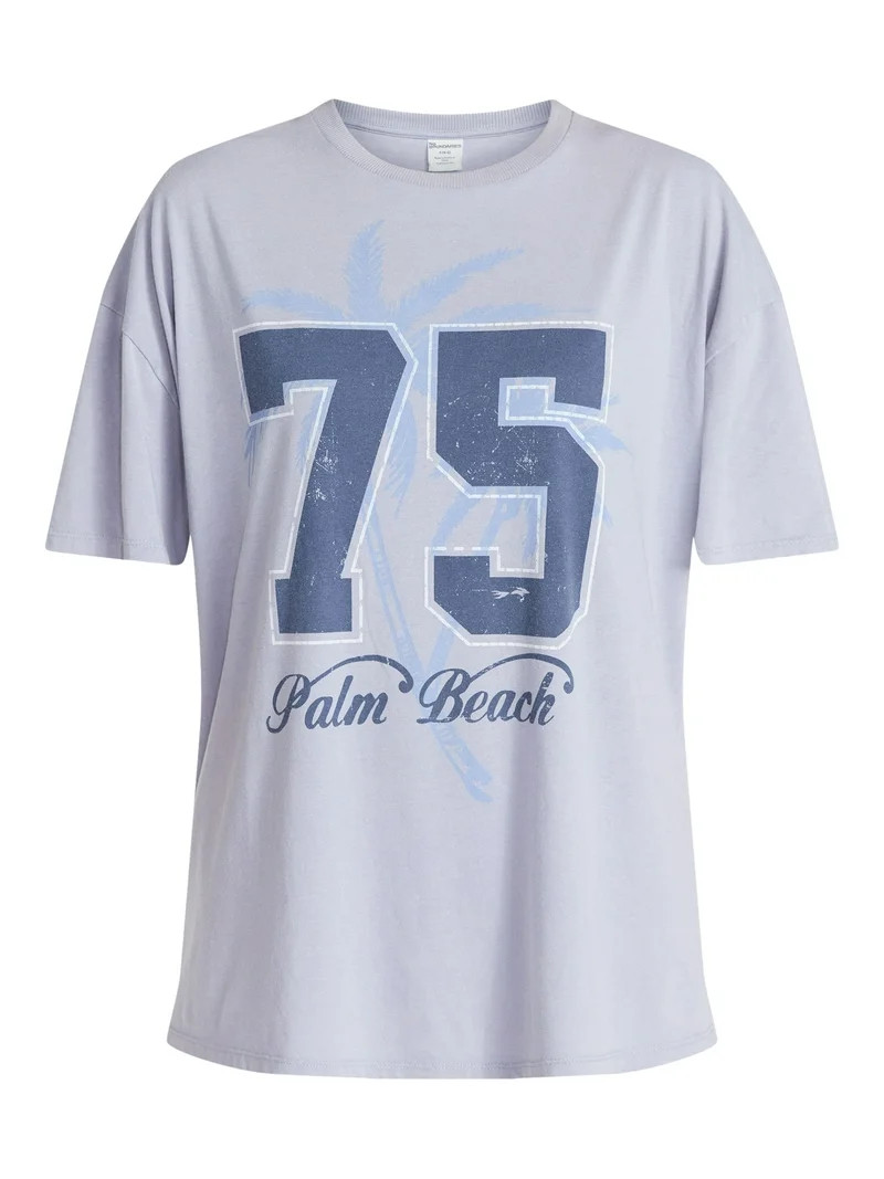 No Boundaries Washed Graphic Boyfriend Tee, Women's XXS-XXL | Walmart (US)